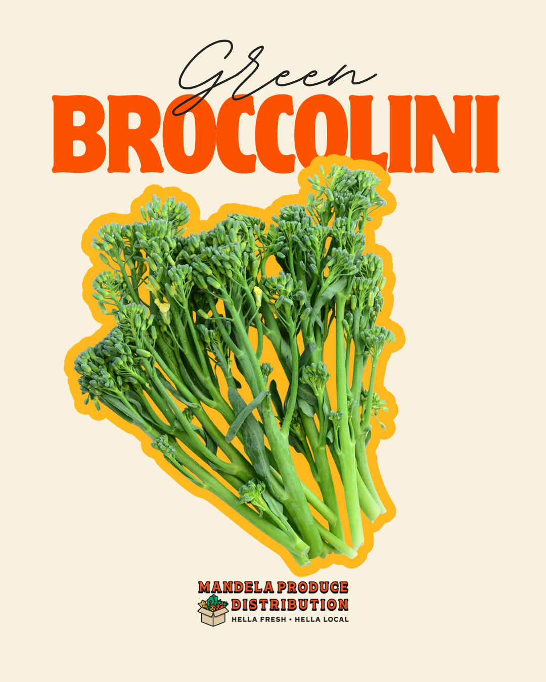 green broccolini from Oya Organics in Mandela CSA located in West Oakland, CA